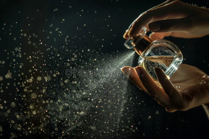 woman spraying luxury perfume